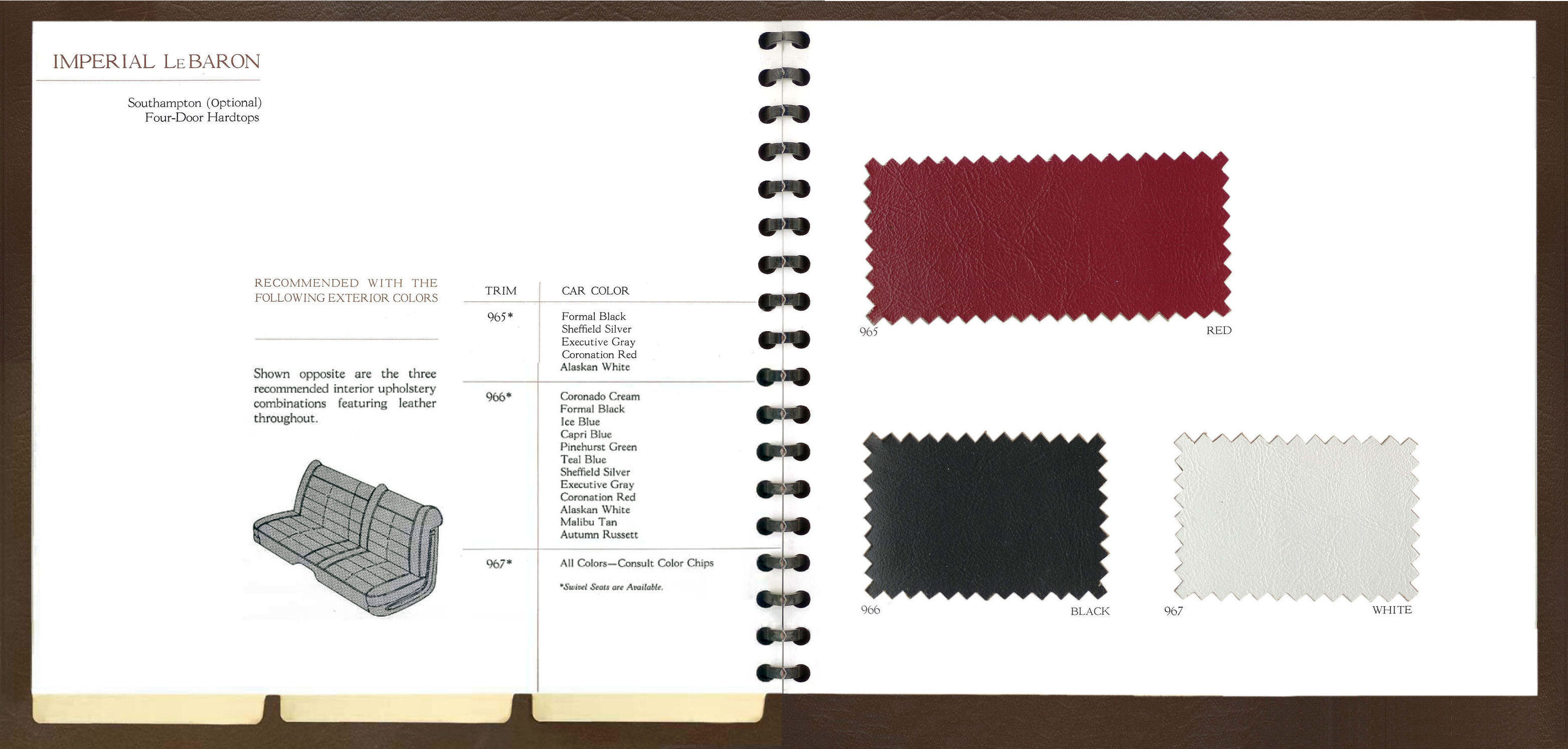 1961 Chrysler Imperial Color And Fabric Selector Page 27